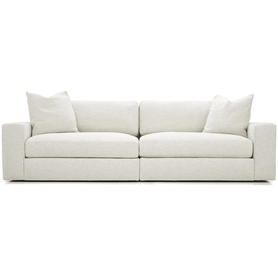 stevefrontview white steve sofa by American leather silhouette front view.