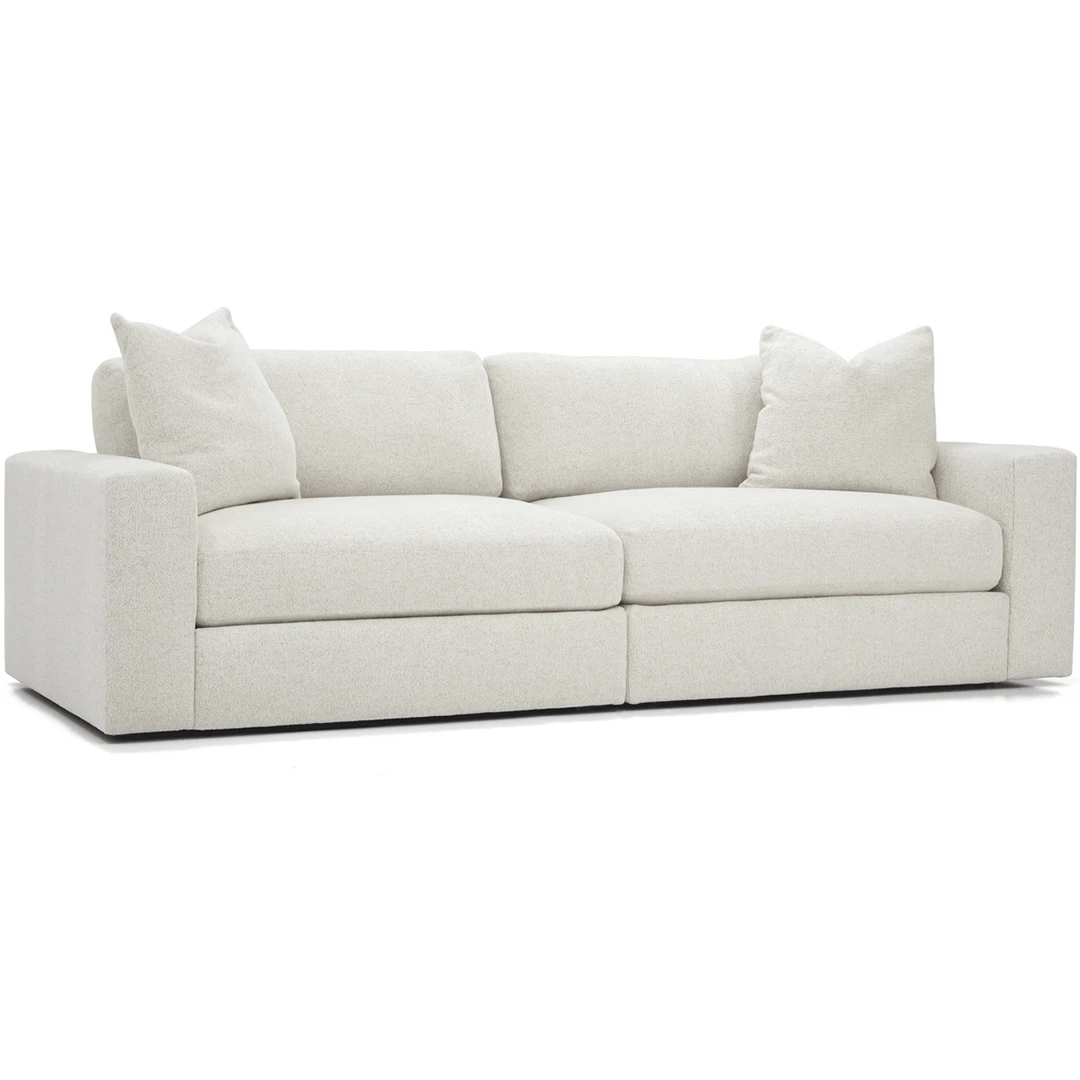 stevewhitesideview white steve sofa by American leather silhouette at an angle.