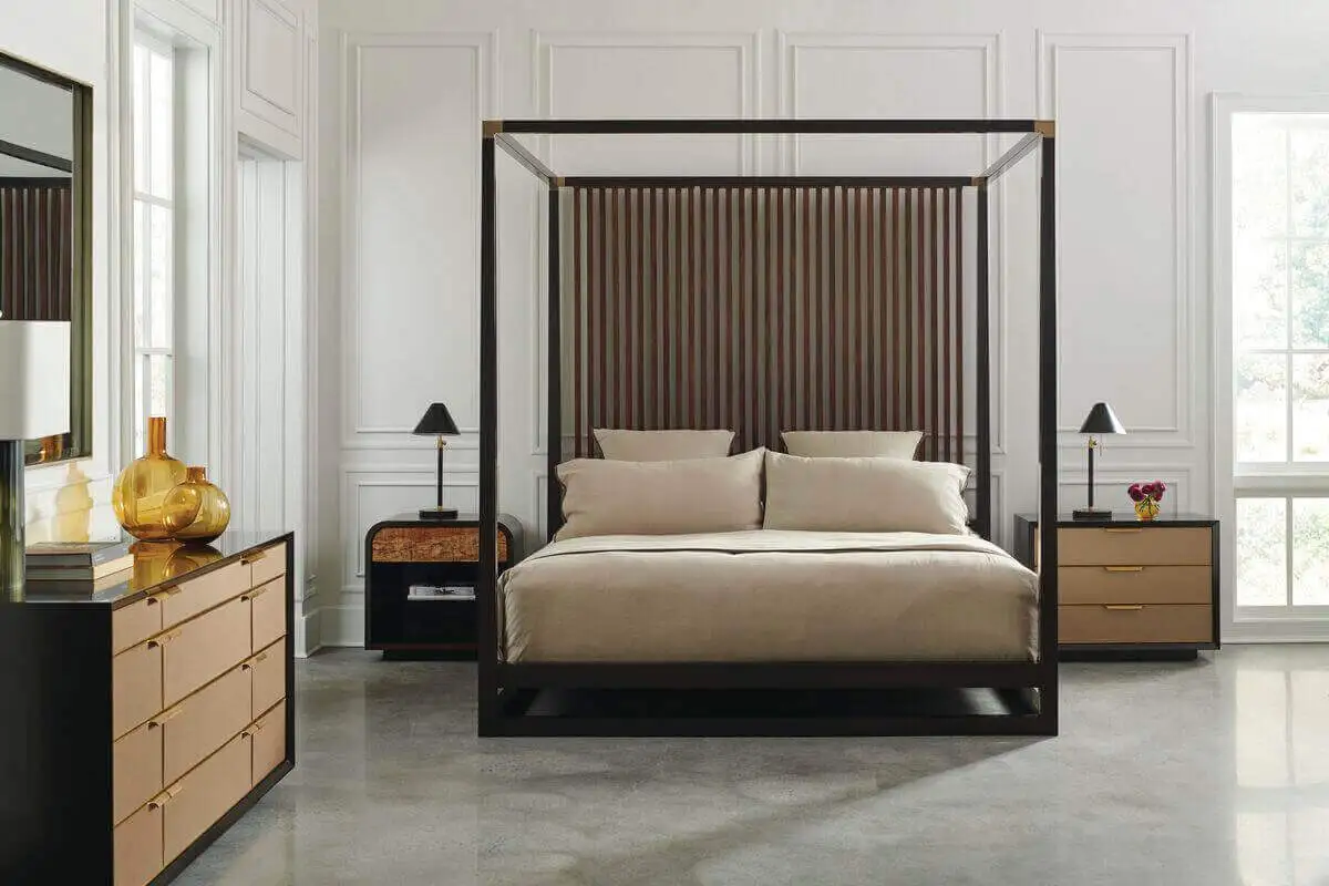 mid century modern caracole bedroom set in dark chocolate