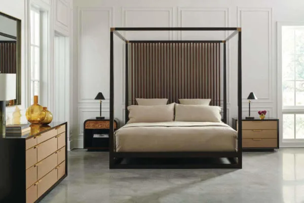 mid century modern caracole bedroom set in dark chocolate