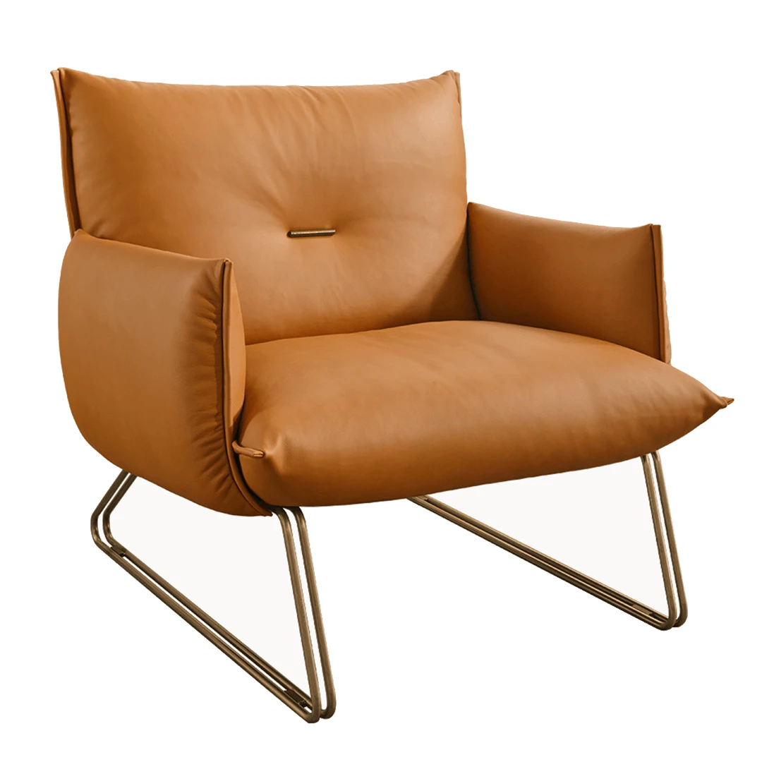 Margot accent chair by Gamma in a solid pumpkin leather