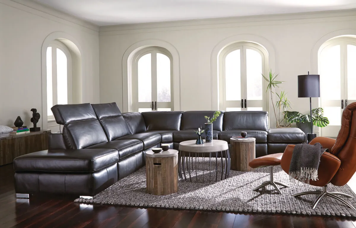 staged motion sectional product gallery image in brown