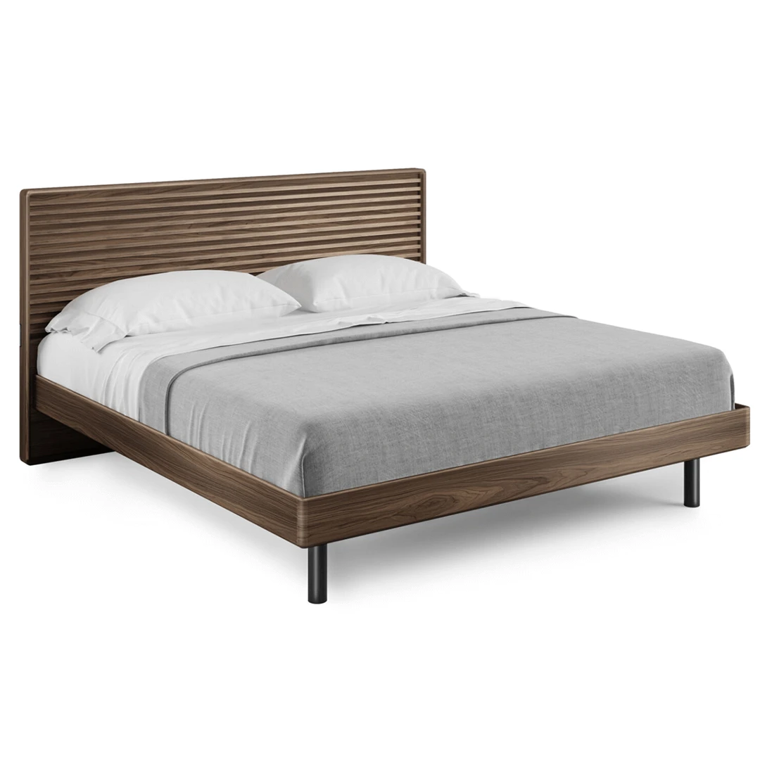 BDI USA's modern walnut platform bed frame
