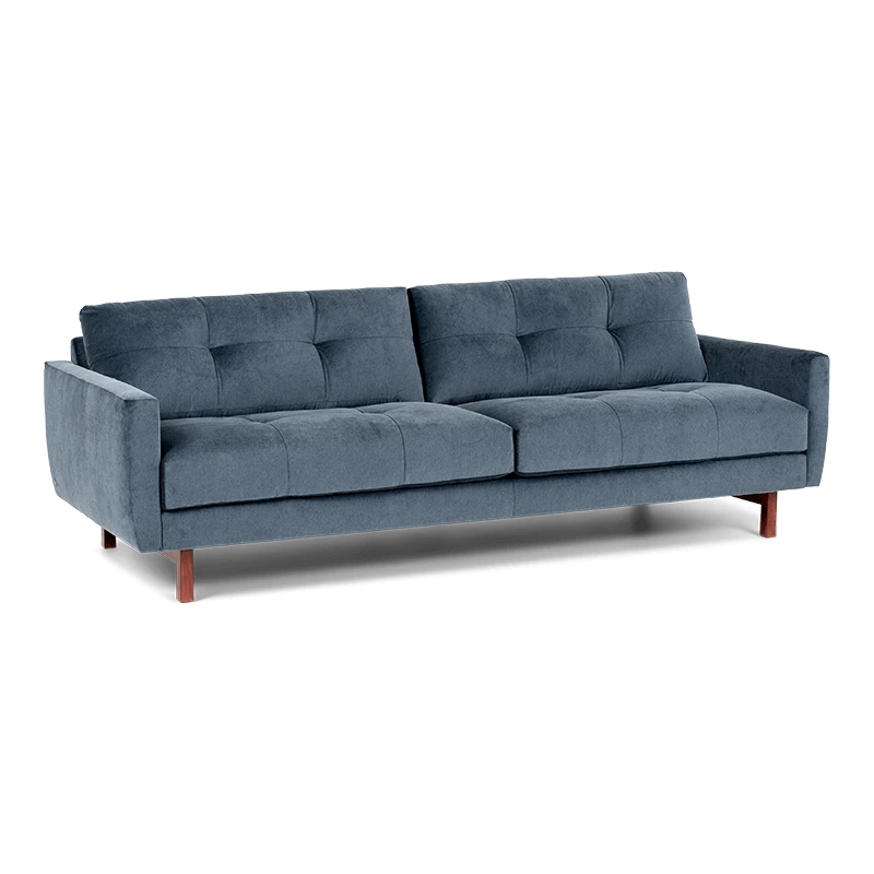 blue two seat sofa product shot