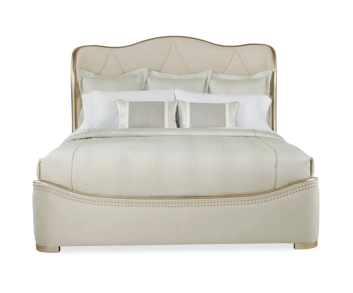 cream sleigh bed front view