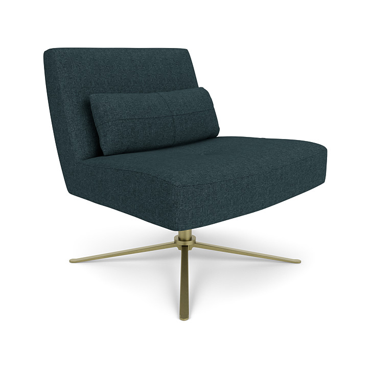 Hugo accent chair in blue fabric and gold finish